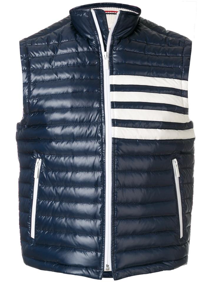 Thom Browne 4-bar Stripe Quilted Down Fill Satin-finished Tech Vest -