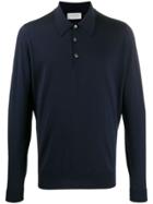 John Smedley Knitted Polo Shirt - Blue