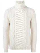 Edwin Cable Knit Jumper, Men's, Size: Large, White, Wool/cotton/polyamide/other Fibers