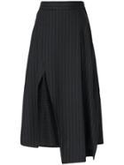 Ujoh Striped Asymmetric Layered Skirt - Blue