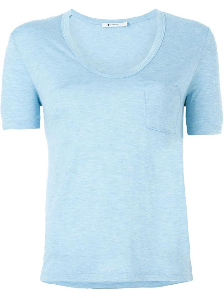 T By Alexander Wang Scoop Neck T-shirt, Women's, Size: M, Blue, Rayon