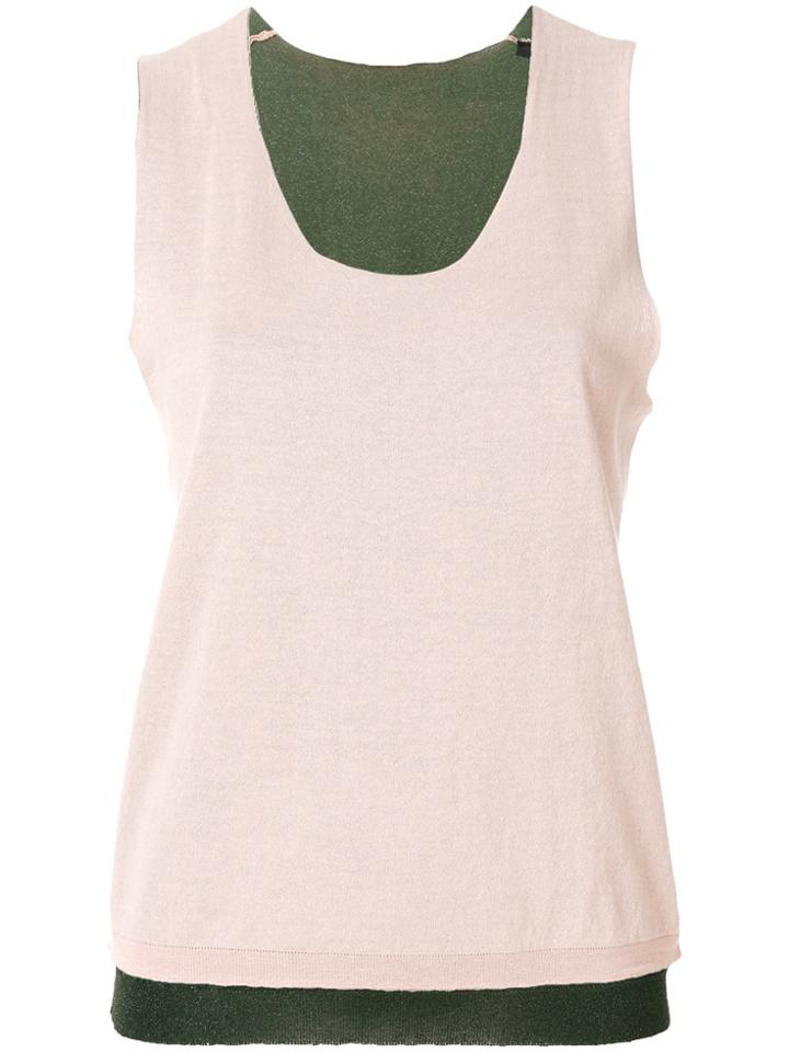Roberto Collina Contrast Hem Tank Top - Pink & Purple