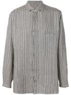 Yohji Yamamoto - Woven Stripe Shirt - Men - Linen/flax - M, Grey, Linen/flax