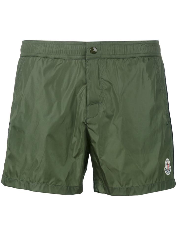 Moncler - Logo Plaque Swimming Trunks - Men - Polyamide/polyester - M, Green, Polyamide/polyester