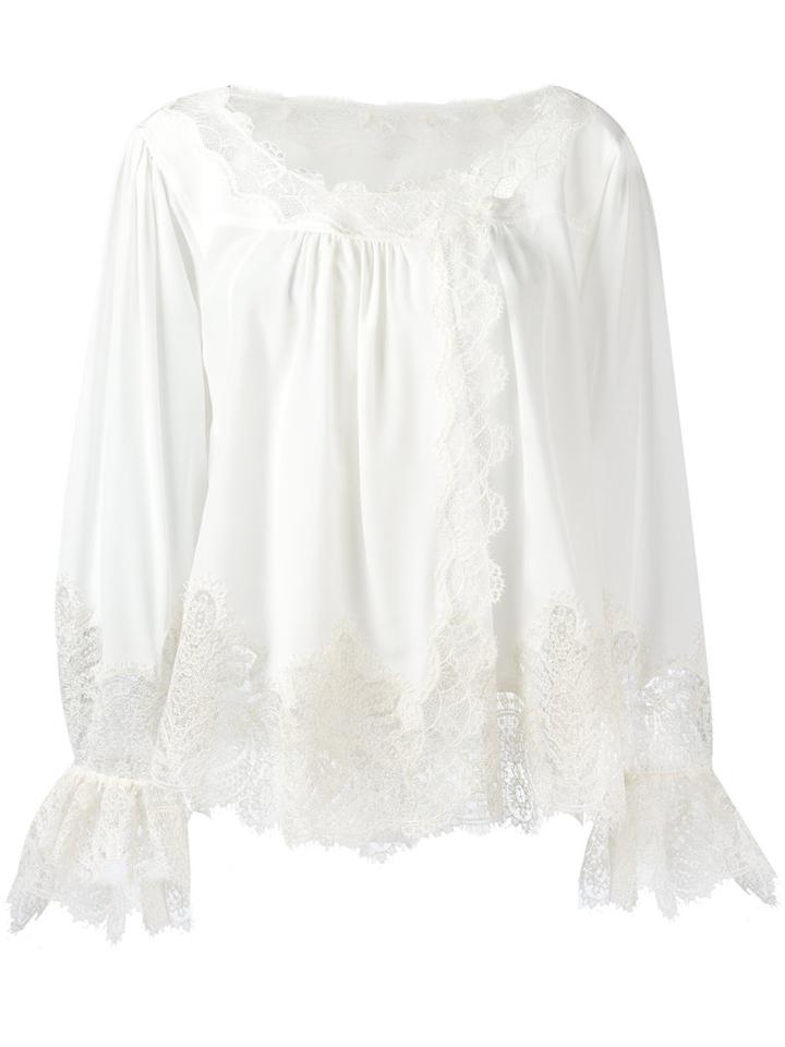 Ermanno Scervino Lace Hem Top, Women's, Size: 38, White, Silk