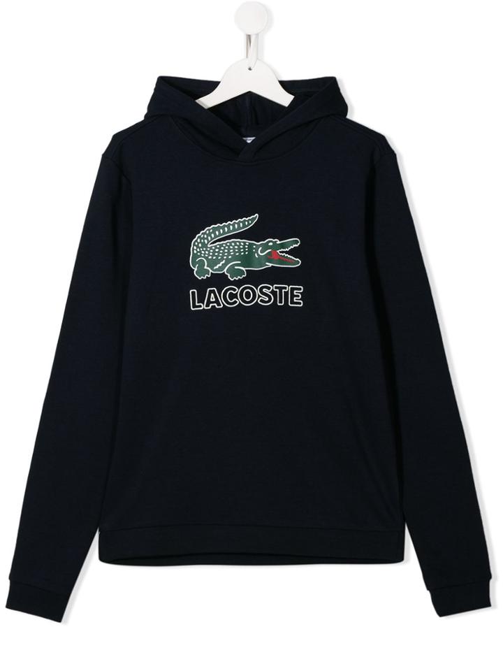 Lacoste Kids Teen Logo Print Hoodie - Blue