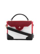 Manu Atelier White, Red And Black Micro Bold Leather Cross-body Bag -
