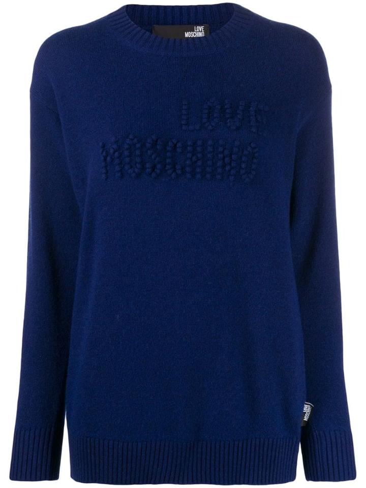 Love Moschino Logo Embroidered Jumper - Blue