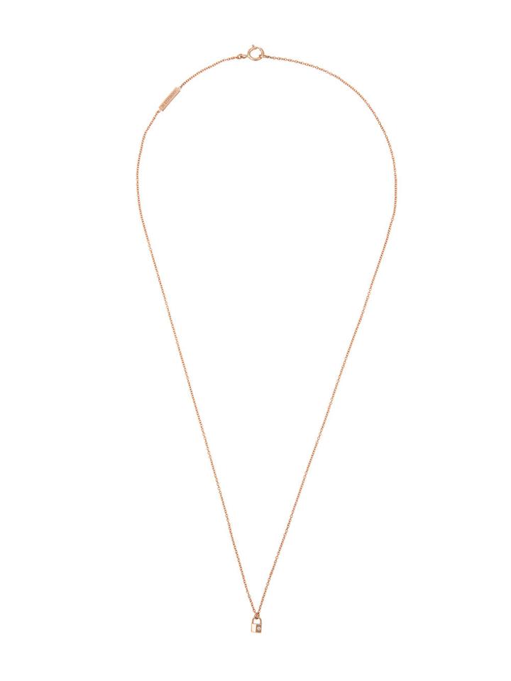 Lauren Klassen Tiny Padlock Necklace - Metallic