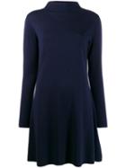 Allude Fine Knit Shift Dress - Blue