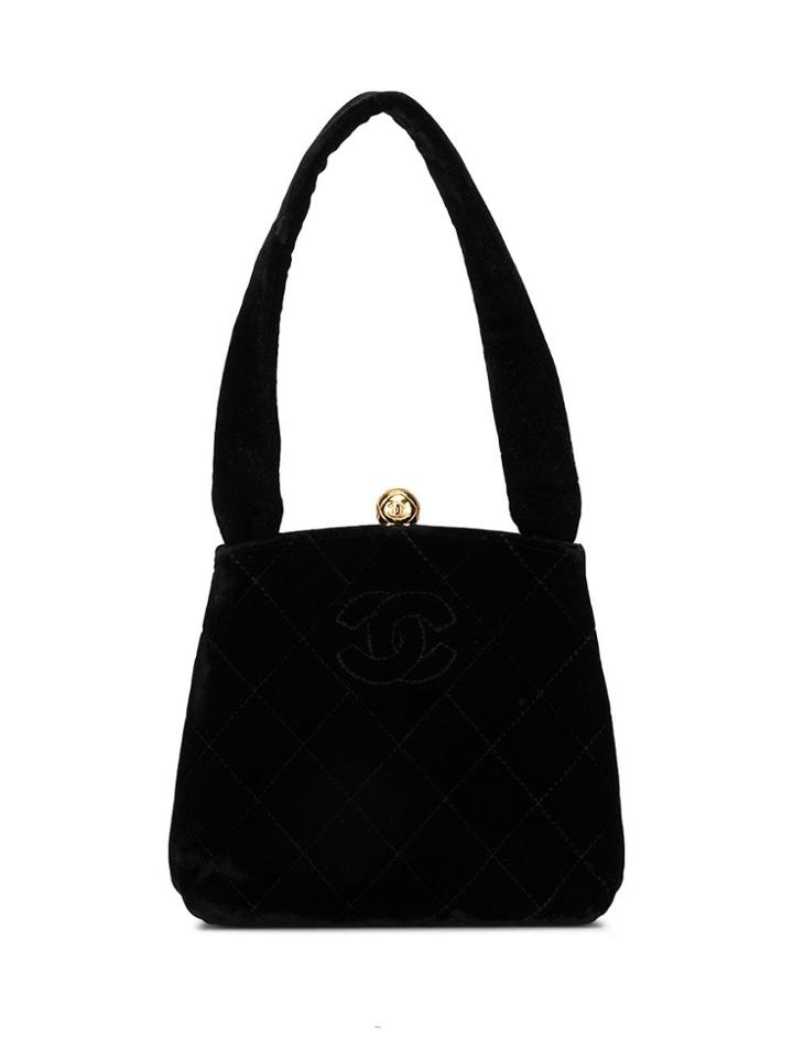 Chanel Pre-owned Diamond Quilted Velvet Tote - Black