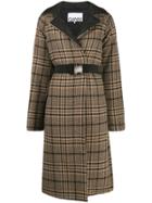 Ganni Check Quilted Coat - Neutrals