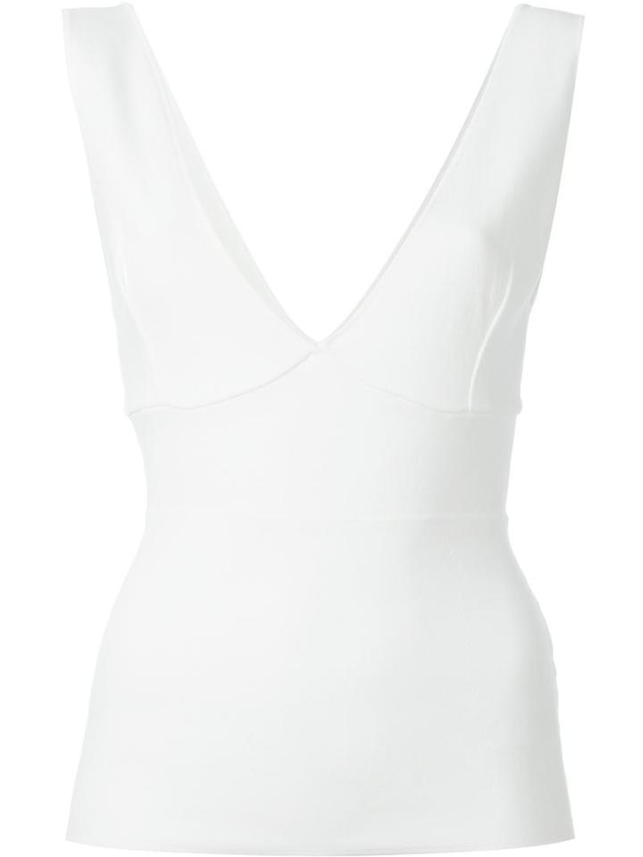 P.a.r.o.s.h. Plunging V-neck Top, Women's, Size: Xs, White, Polyamide/spandex/elastane/viscose