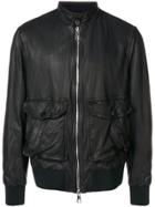 Neil Barrett Leather Baracuda Collar Jacket - Black