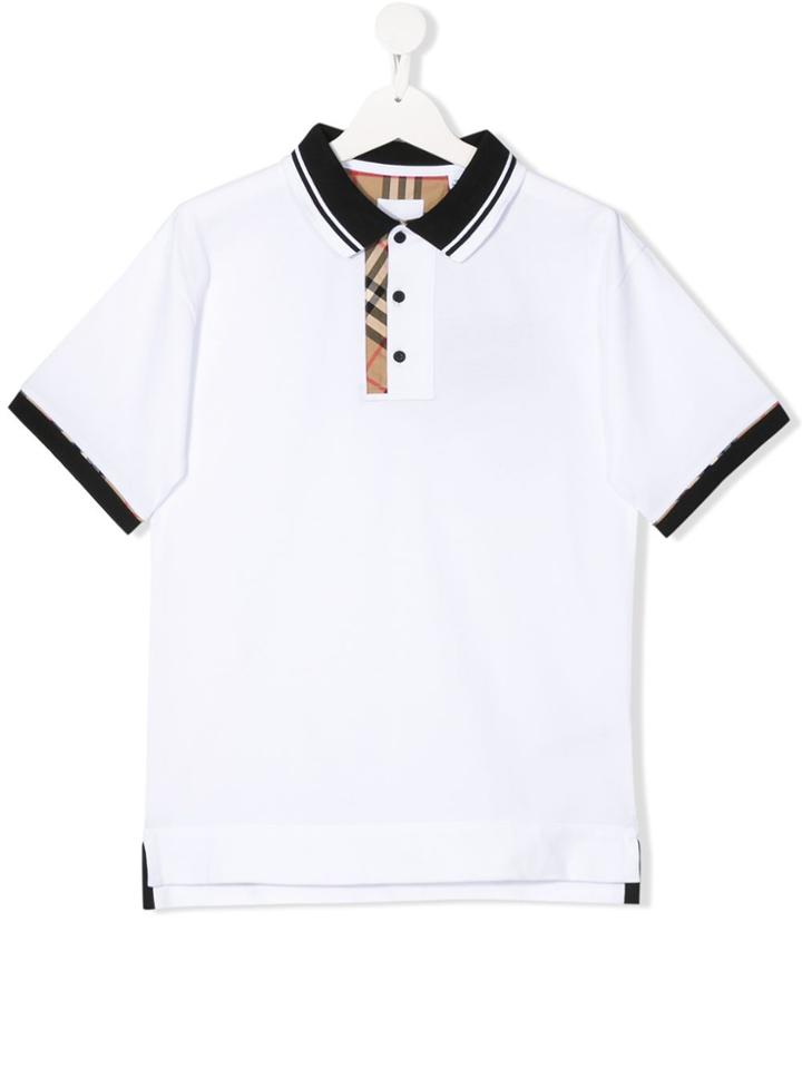 Burberry Kids Teen Archie Checked Polo Shirt - White