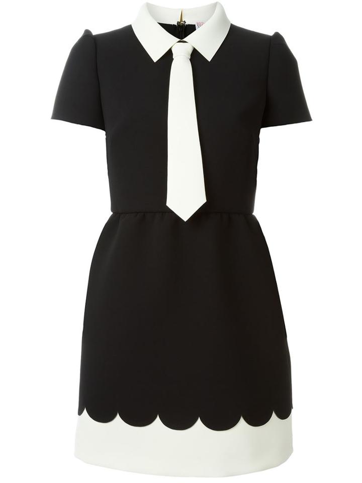 Red Valentino Tie Mini Dress, Women's, Size: 40, Black, Polyester