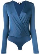 Diane Von Furstenberg V-neck Longsleeved Top, Women's, Size: Medium, Blue, Spandex/elastane/viscose