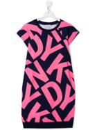 Dkny Kids Logo Pattern Jersey Dress - Blue