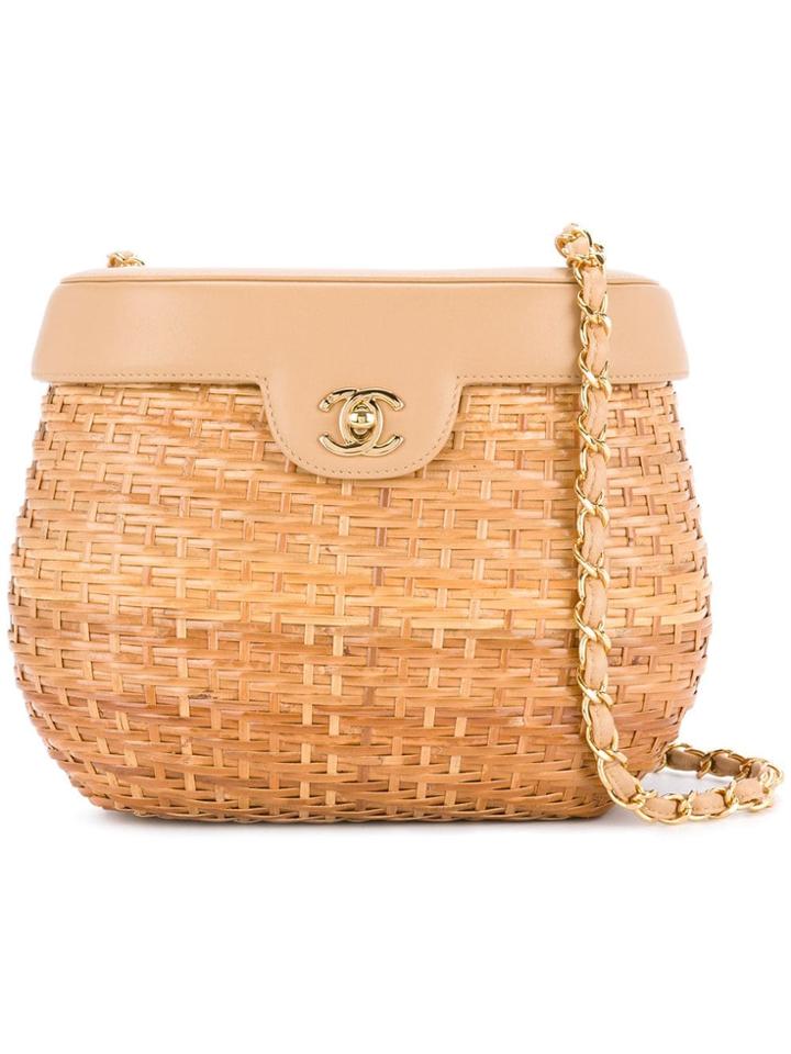 Chanel Pre-owned Chain Basket Shoulder Bag - Brown