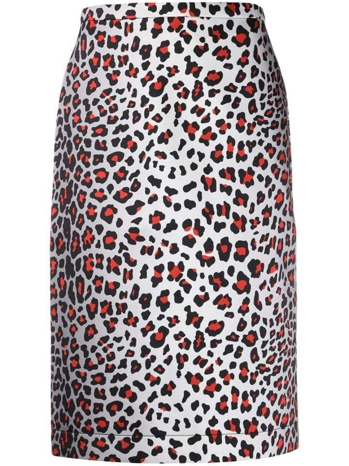 Marques'almeida Leopard Print Midi Skirt - White