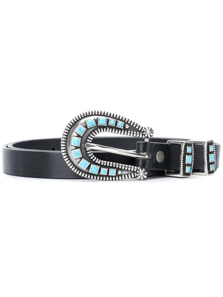 Alanui Embellished Buckle Western Belt - Black