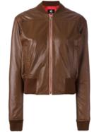 Ps By Paul Smith Sorbet Leather Bomber Jacket, Women's, Size: 42, Brown, Leather/viscose/acetate
