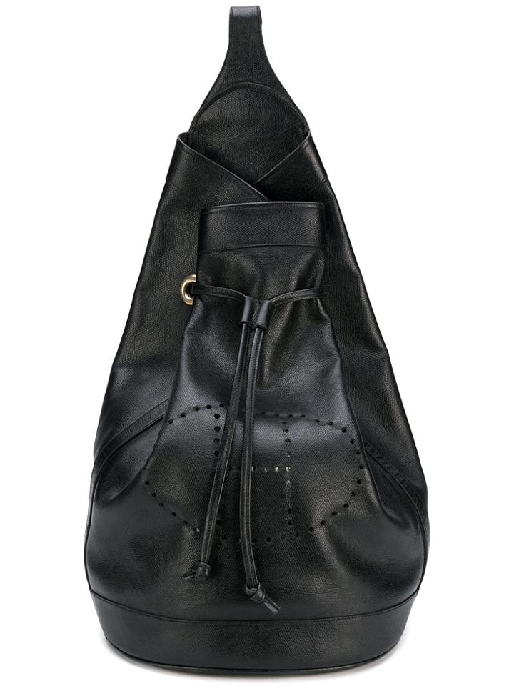 Hermès Vintage Perforated Logo Backpack - Black