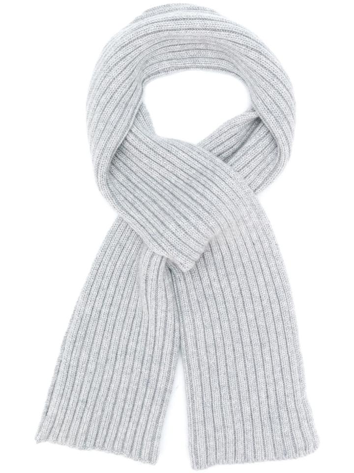 Pringle Of Scotland Ribbed Cross-over Scarf - Grey