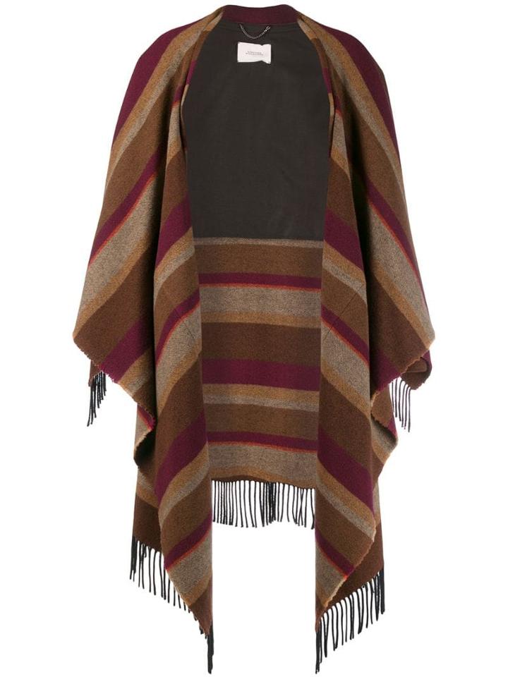 Dorothee Schumacher Cosy Fringes Striped Cape - Neutrals