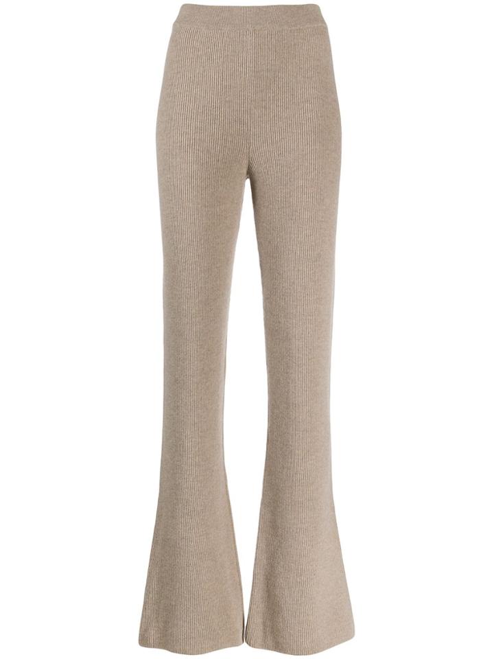 Nanushka Flare Knit Trousers - Neutrals
