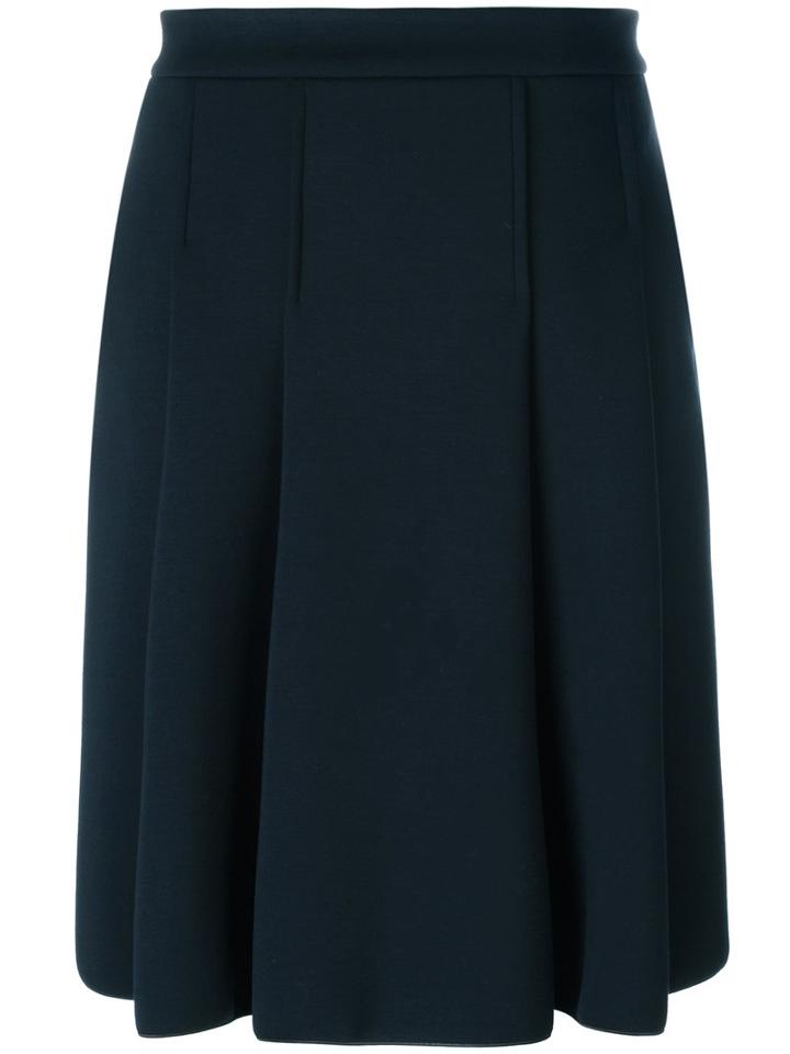 's Max Mara - Wide Pleat Knee-length Skirt - Women - Spandex/elastane/viscose - S, Women's, Blue, Spandex/elastane/viscose