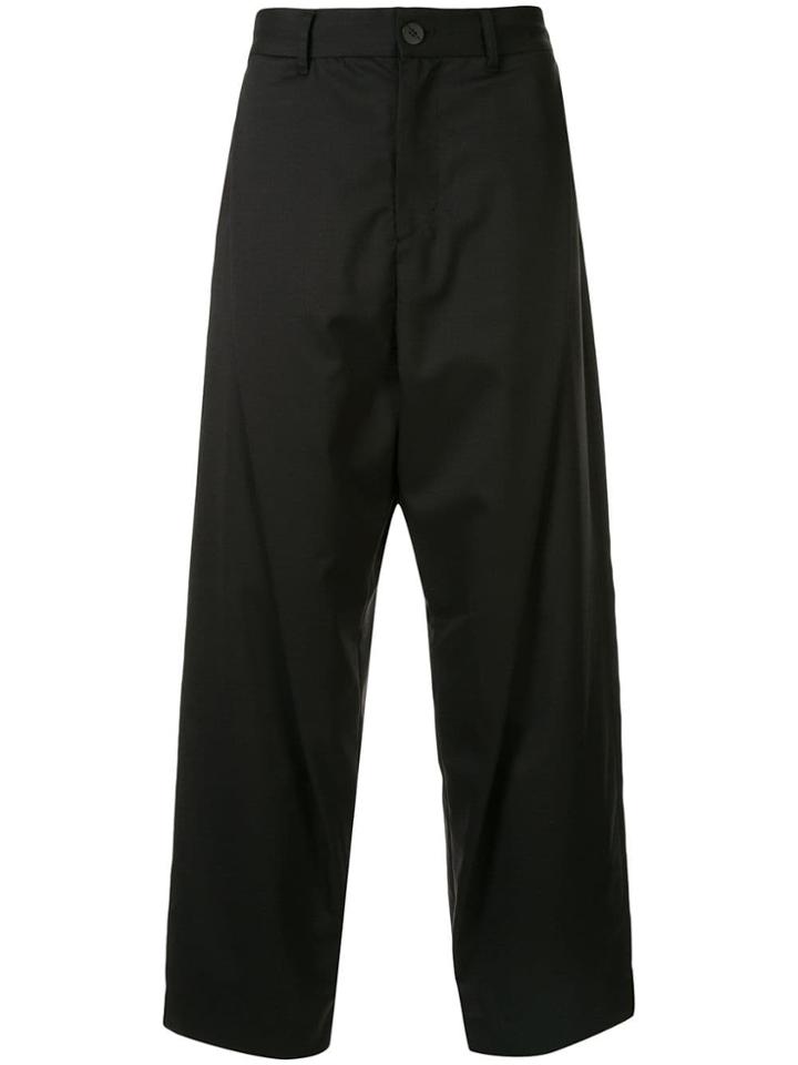 Yoshiokubo Straight Cropped Trousers - Black