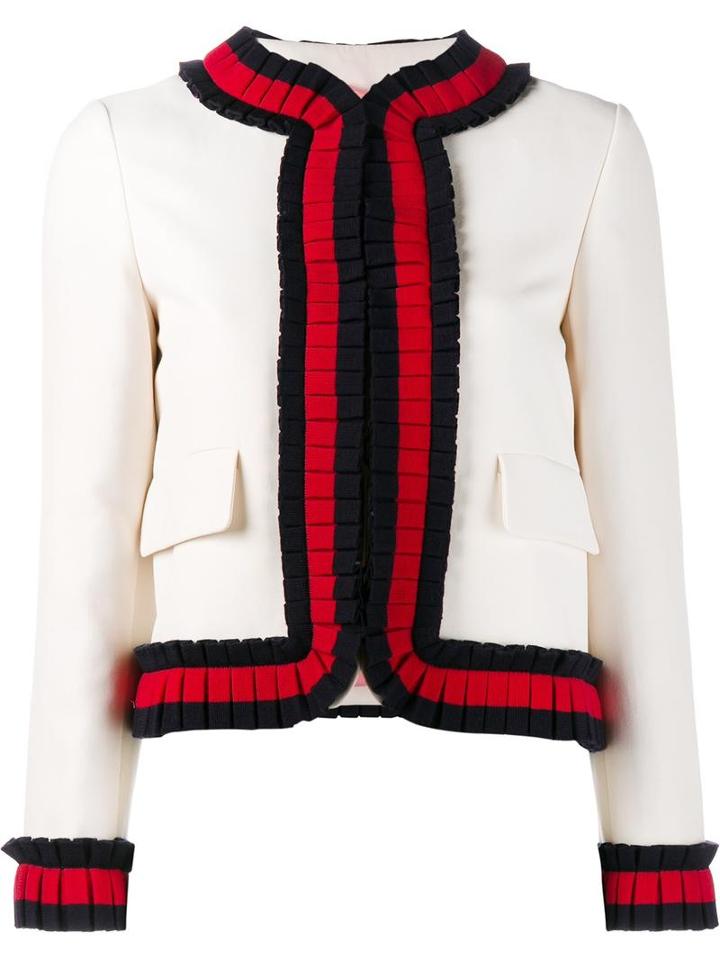 Gucci - Cropped Web Trim Jacket - Women - Silk/cotton/acetate/wool - 44, Nude/neutrals, Silk/cotton/acetate/wool