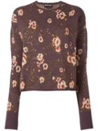 Rochas Floral Intarsia Jumper, Women's, Size: 40, Pink/purple, Cotton/acrylic/polyamide/virgin Wool