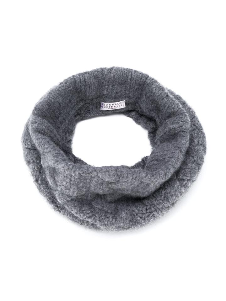 Brunello Cucinelli Kids Textured Knit Round Scarf - Grey