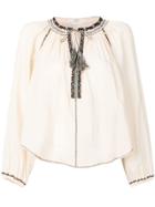 Isabel Marant Étoile Embroidered Tie-neck Blouse - Neutrals