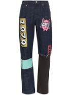 Duran Lantink Logo Patch Straight Jeans - Blue