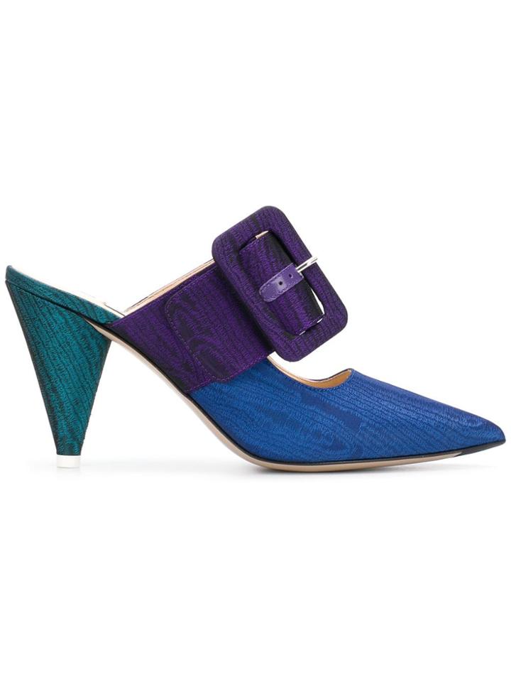 Attico Buckled Strap Mules - Blue