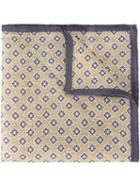 Eleventy Printed Pocket Square, Men's, Blue, Linen/flax