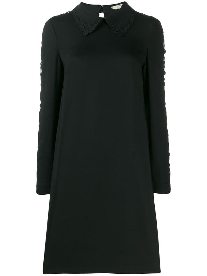 Fendi Lace Sleeve Shirt Dress - Black