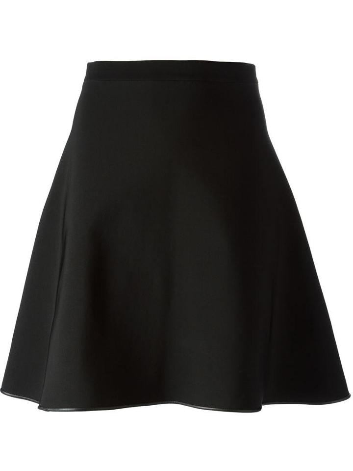 David Koma Leather Trimmed Flared Skirt