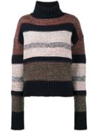 Chloé Knitted Striped Chunky Turtle Neck - Red
