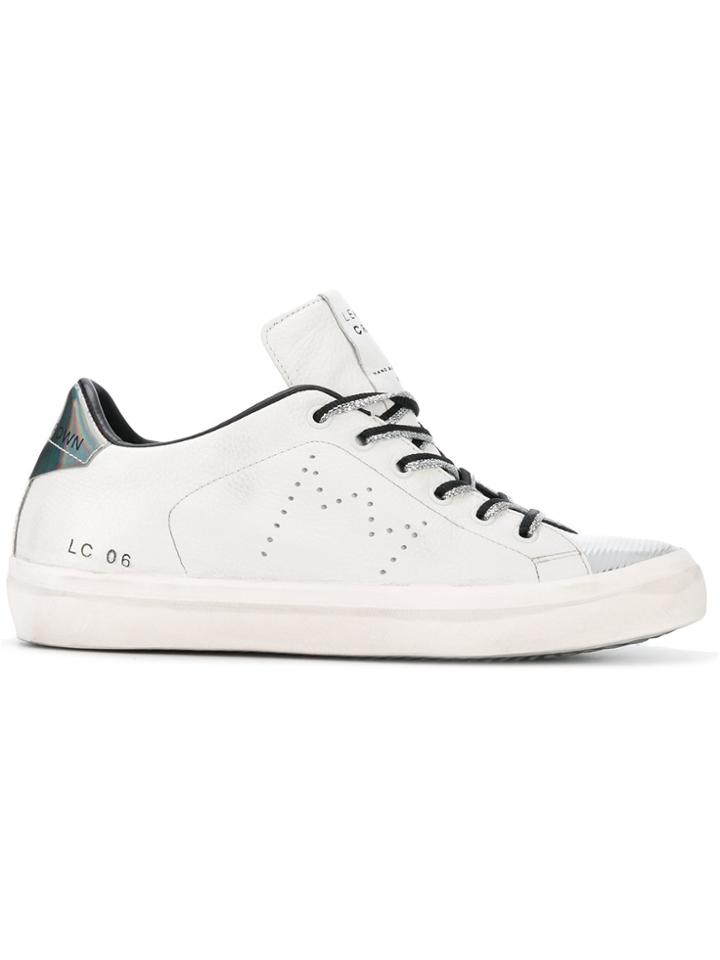 Leather Crown Perforated Logo Sneakers - White