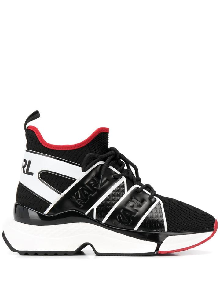 Karl Lagerfeld Panelled Mid Top Sneakers - Black
