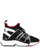 Karl Lagerfeld Panelled Mid Top Sneakers - Black