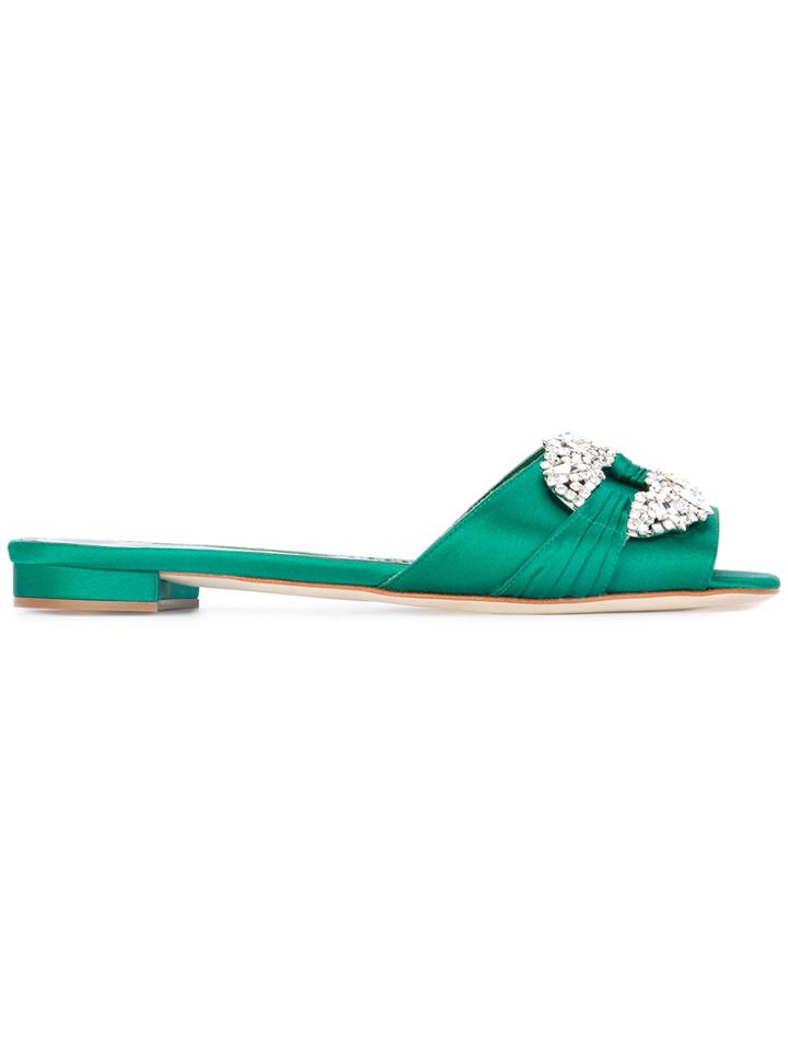 Manolo Blahnik Pralina Slide Sandals - Green
