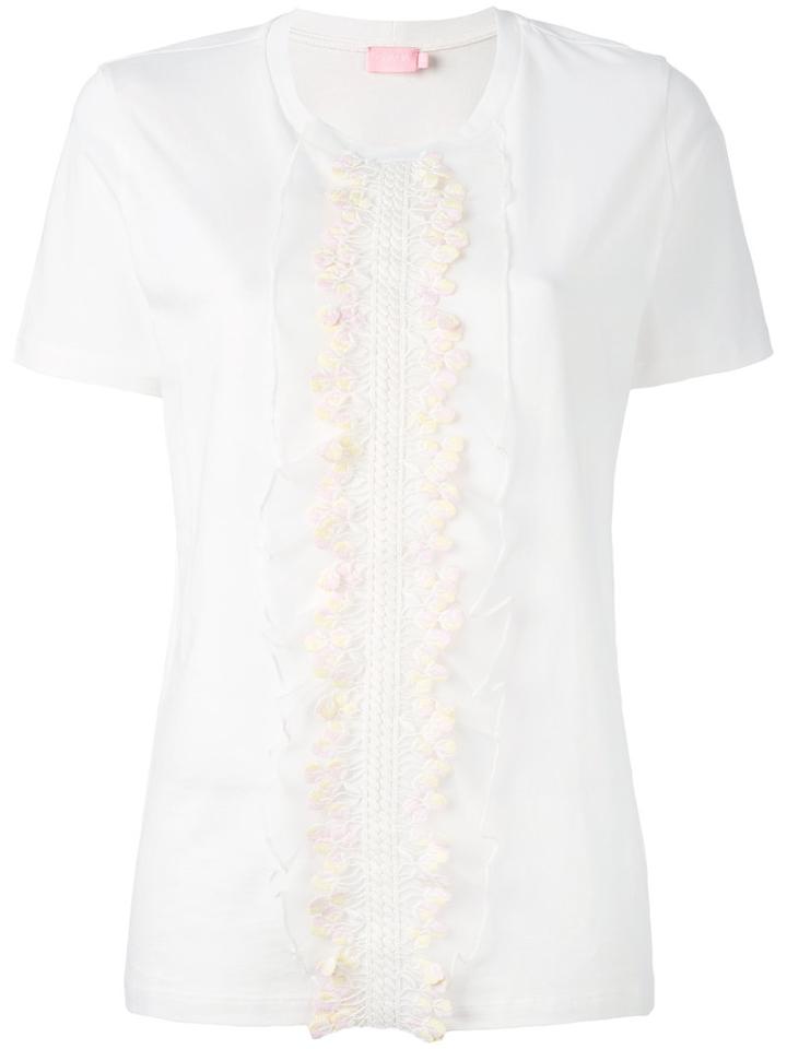 Giamba - Floral Embroidery Top - Women - Silk/cotton - 44, White, Silk/cotton