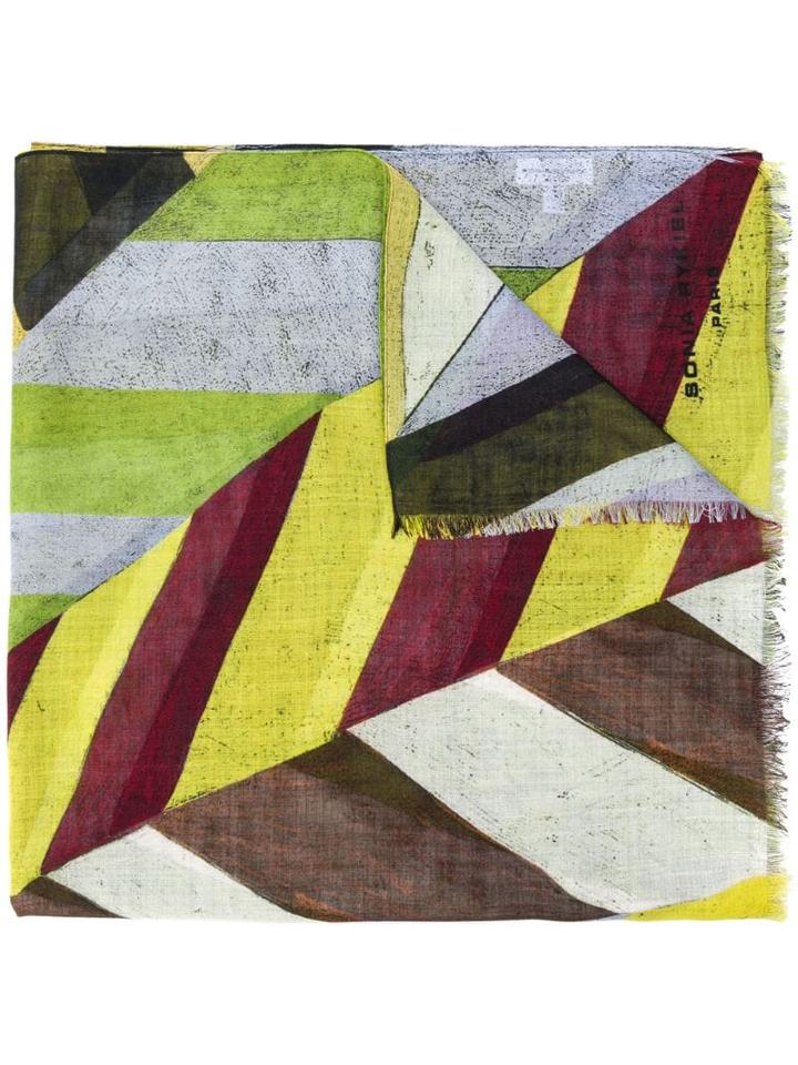 Sonia Rykiel Colour-block Striped Scarf - Green