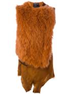 Ann Demeulemeester Side Zip Waistcoat, Women's, Size: 38, Yellow/orange, Silk/goat Fur/sheep Skin/shearling/spandex/elastane