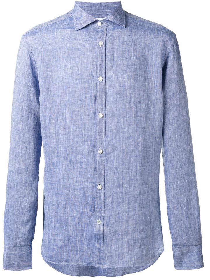 Danolis Woven Shirt, Men's, Size: 40, Blue, Linen/flax